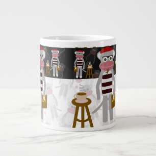 Caneca De Café Grande Cartoon de personagem divertida do padrão-macaco B