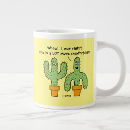 Caneca De Café Grande Cartoon Engraçado Cactus no Pote Amarelo Amarelo S