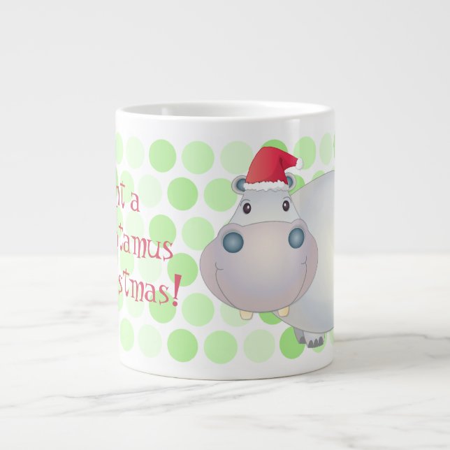 Caneca De Café Grande Cartoon Natal Hippopotamus Jumbo Mug (Frente)