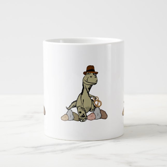 Caneca De Café Grande Cartoon Tyrannosaurus Dinosaur Explorer (Frente)