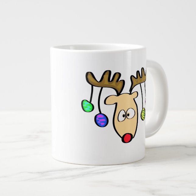 Caneca De Café Grande Cartoon Vermelho Nose de Natal (Frente Esquerda)