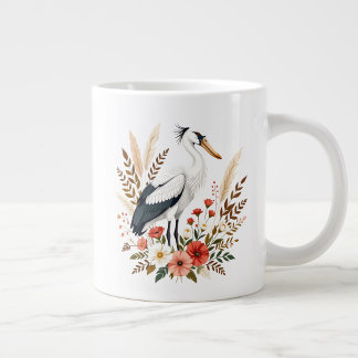 Caneca De Café Grande casa de campo floral cottagecore storkbill