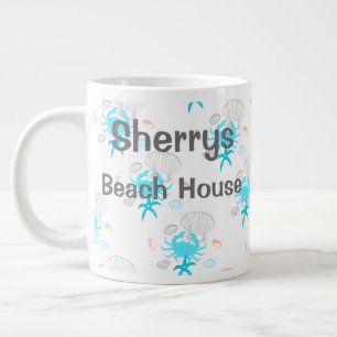 Caneca De Café Grande Casa de Praia Personalizada