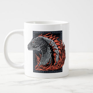 Caneca De Café Grande CASA DO DRAGÃO | Perfil do dragão nas chamas