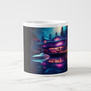 Caneca De Café Grande Casa Futurística No Lago