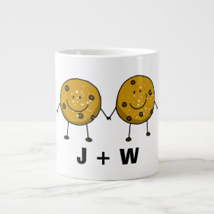 Caneca De Café Grande Casal de Cookies Cute de Nome Personalizado
