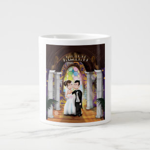 Caneca De Café Grande Casal de Noivos na Igreja