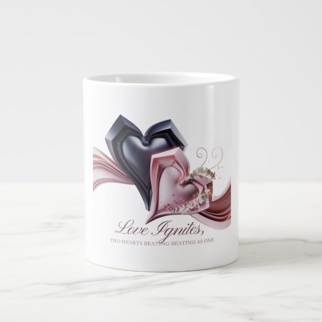 Caneca De Café Grande Casal Dual Hearts (Frente)