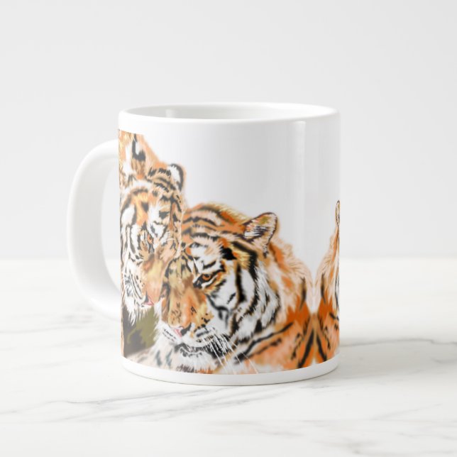 Caneca De Café Grande Casal Tigre Coffee Mug (Frente Esquerda)