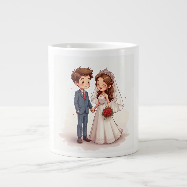 Caneca De Café Grande Casamento com Mugs do Aniversário (Frente)
