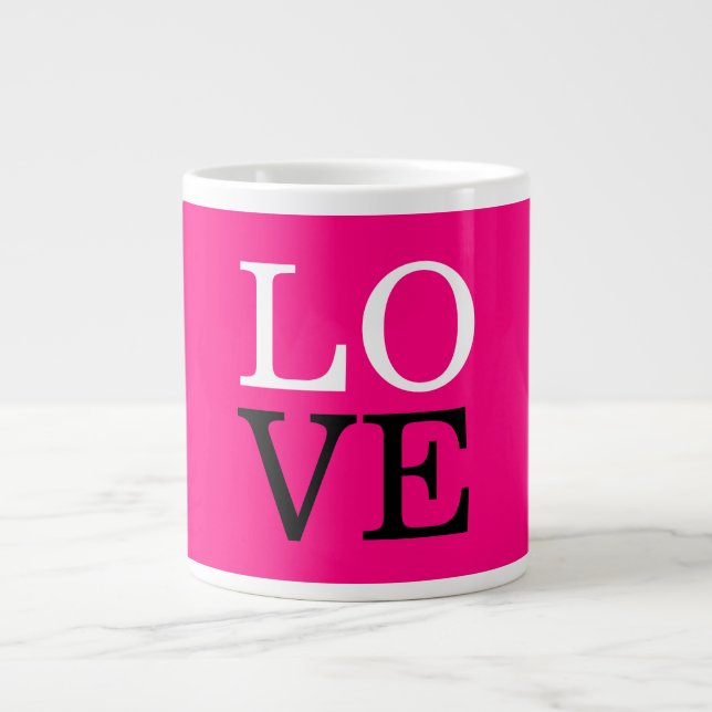 Caneca De Café Grande Casamento de Amor com Fundo de rosa (Frente)