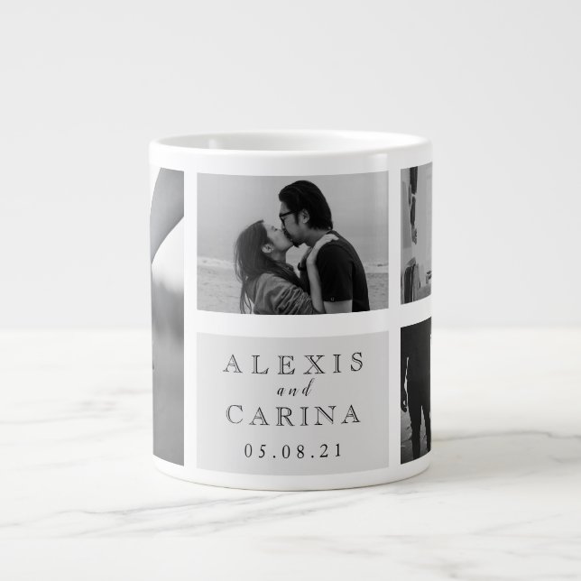 Caneca De Café Grande Casamento de Fotografias de Casal Personalizado (Frente)