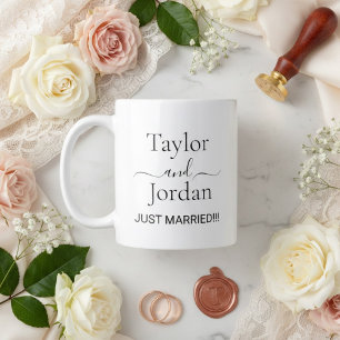 Caneca De Café Grande Casamento Minimalista Moderno "Recém-Casados" 