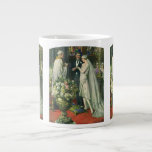 Caneca De Café Grande Casamento vintage, noiva e noiva com Menorah<br><div class="desc">Ilustração Vintage,  amor e cerimônia de casamento romântica,  com uma imagem de um casal se casando em uma bela sinagoga com vitrines coloridas,  flores e uma menorah de sete galhos. A noiva está vestindo um longo vestido branco e o noivo é bonito em seu smoking.</div>