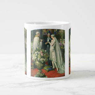 Caneca De Café Grande Casamento vintage, noiva e noiva com Menorah