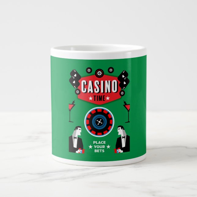 Caneca De Café Grande Casino Gambling Poker Roulette (Frente)