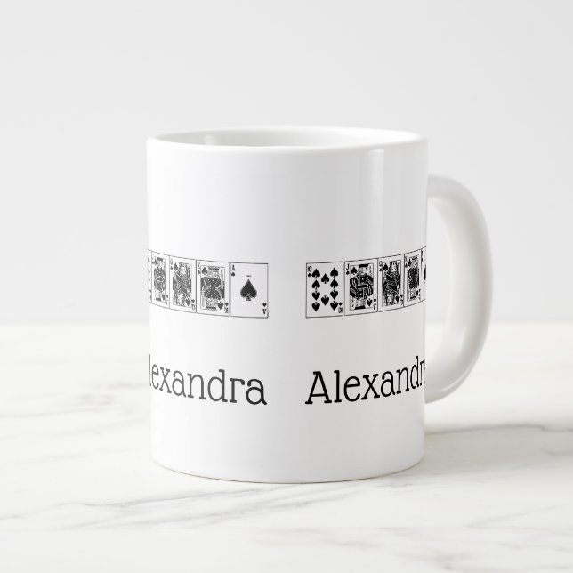 Caneca De Café Grande Casino Night Poker Royal Hetero Flush Spades (Frente Esquerda)