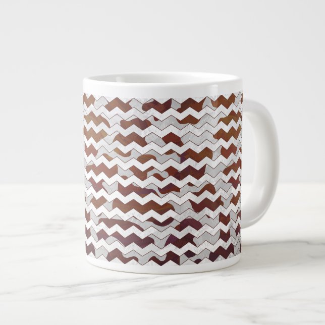Caneca De Café Grande Castanho-da-índia e Impressão branco (Frente Esquerda)