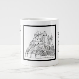Caneca De Café Grande Castelo de Na moda moderno preto e branco