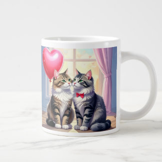 Caneca De Café Grande Cat Love