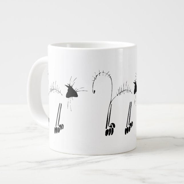 Caneca De Café Grande Cat Skeleton (Frente Esquerda)
