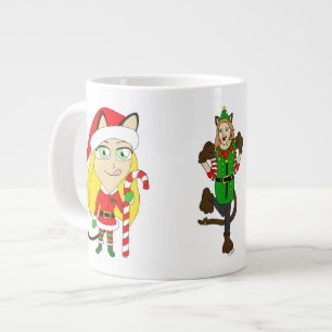 Caneca De Café Grande Catmeninas natalinas