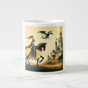Caneca De Café Grande Cavaleiro Medieval/dragão/fantasia do castelo