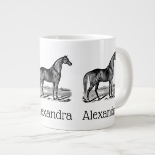 Caneca De Café Grande Cavalo Antigo em Pé