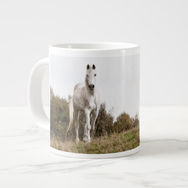 Caneca De Café Grande Cavalo branco (Frente Esquerda)