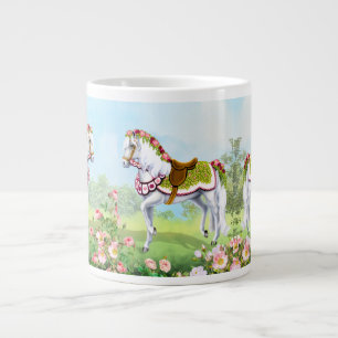 Caneca De Café Grande Cavalo de Desfile Rosa Branca Rosa Rosa Rosa Rosa 