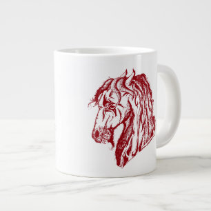Caneca De Café Grande Cavalo Diabo Zangado em Vermelho e Escolha seu Fun