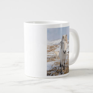 Caneca De Café Grande Cavalo Islandês Branco, Islândia