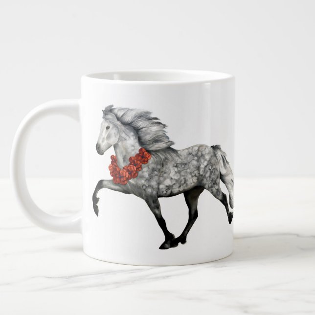 Caneca De Café Grande Cavalo Islandês de Natal (Esquerda)