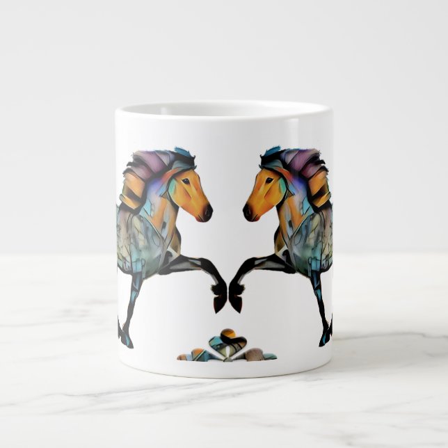 Caneca De Café Grande Cavalo Islandês Pop Art (Frente)