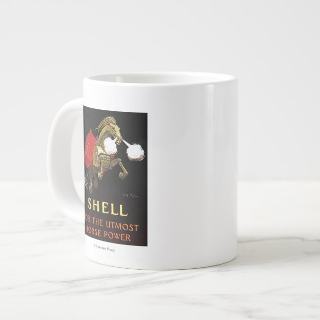 Caneca De Café Grande Cavalo mecânico com óleo de casca (Frente Esquerda)