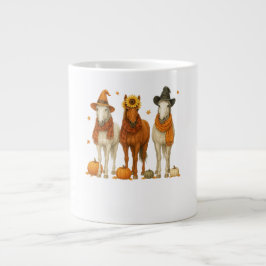 Caneca De Café Grande Cavalo Outono | Cavalo Western Outono com Folhas |