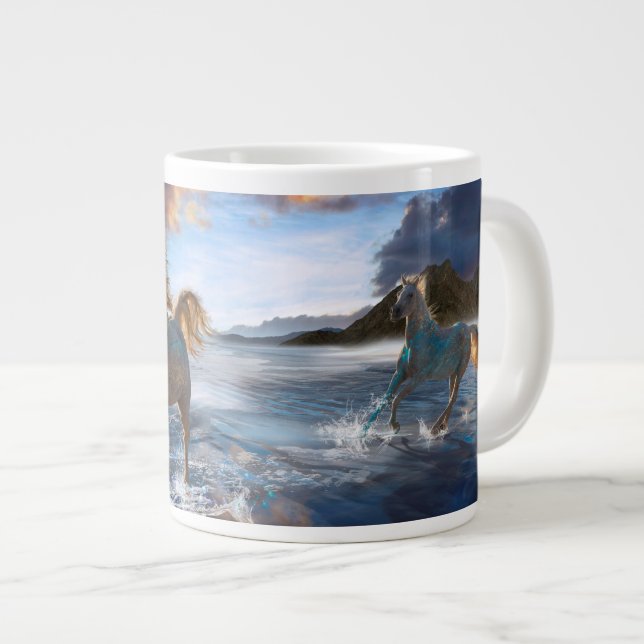 Caneca De Café Grande Cavalos Árabes "Cavalos da Ilha Stellar" (Frente Esquerda)