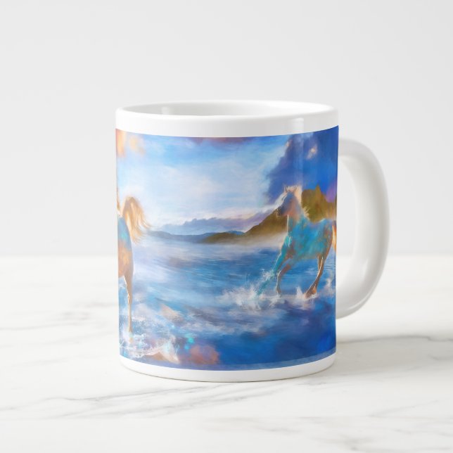 CANECA DE CAFÉ GRANDE CAVALOS ARABIANOS DA ILHA ESELLAR (Frente Esquerda)