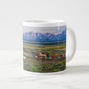 Caneca De Café Grande Cavalos caminham