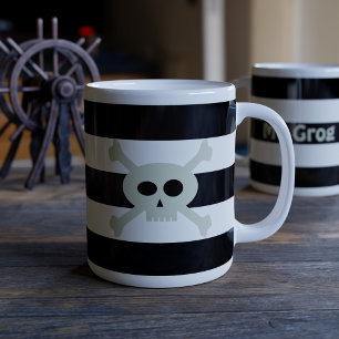 Caneca De Café Grande Caveira e Crossbones Black Strike