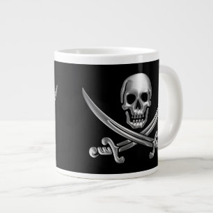 Caneca De Café Grande Caveira Silver e Espadas Cruzadas