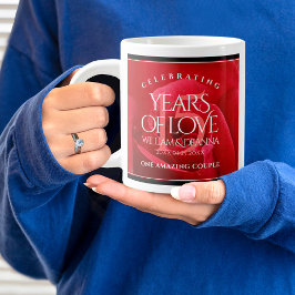 Caneca De Café Grande Celebração do Aniversário de Casamento de Rosa 15