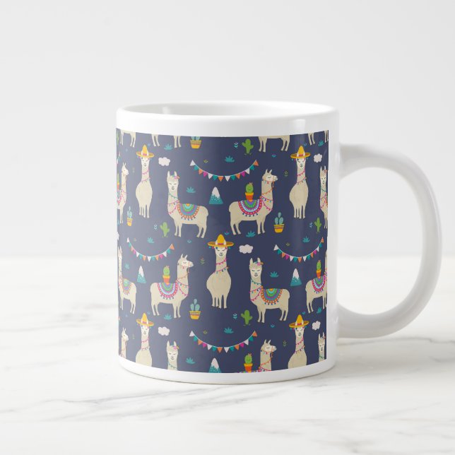 Caneca De Café Grande Celebração do padrão Llama (Direita)