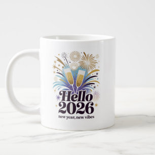 Caneca De Café Grande Celebração Olá 2026 – Design Brilhante Ano Novo