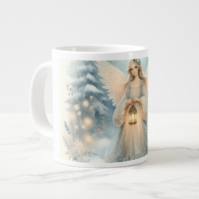 Caneca De Café Grande Celestial Winter Angel Lantern of Grace (Frente Esquerda)