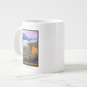 Caneca De Café Grande Cena de desfiladeiro do rio Columbia com Ponto de