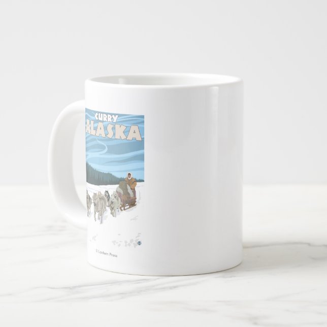 Caneca De Café Grande Cena de Dormir de Cão - Curry, Alasca (Frente Esquerda)
