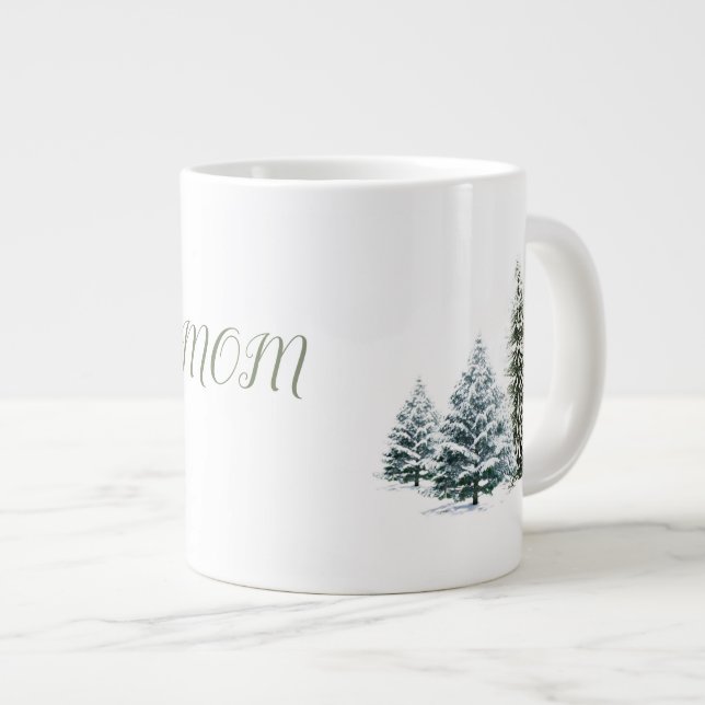 Caneca De Café Grande Cena de inverno Personalizada - Osso da China (Frente Esquerda)