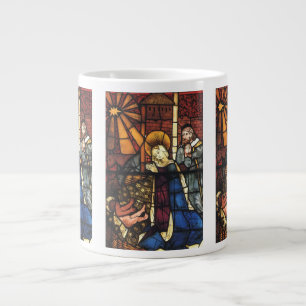 Caneca De Café Grande Cena de Natal Vintage em Vidro Pintado