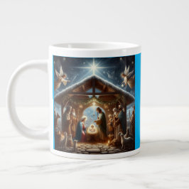 Caneca De Café Grande Cena de Natividade Tradicional